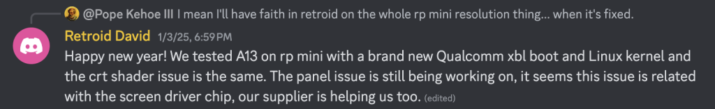 Retroid David discussing the attempts to find the problem via their Android 13 update